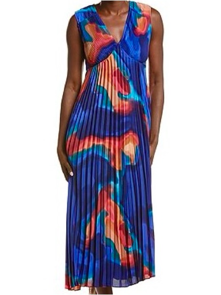 Nicole Miller Vibrant Multicolor Pleated Dress